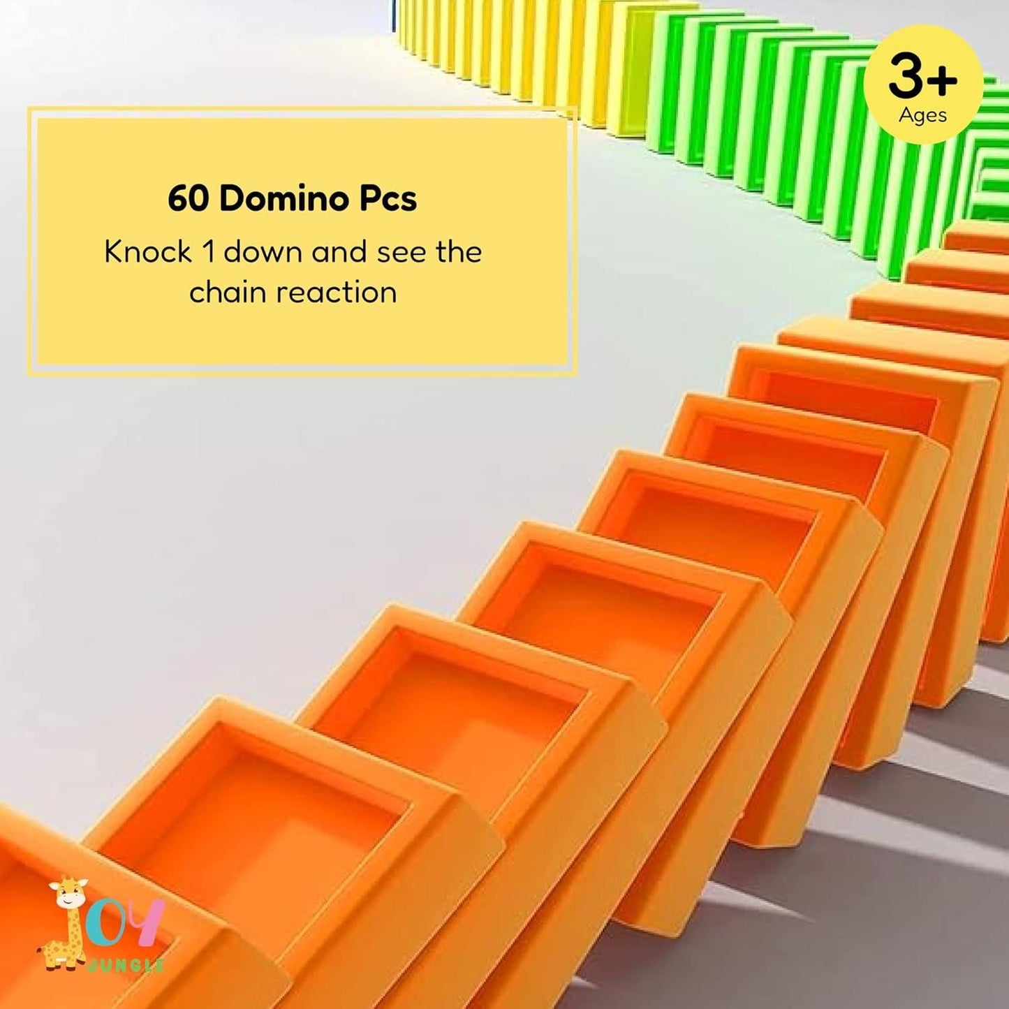 🚂 Domino Block Funny Train with 60 Colorful Dominoes, 3D Lights & Music – Automatic Laying Toy for Kids - BuddyMart