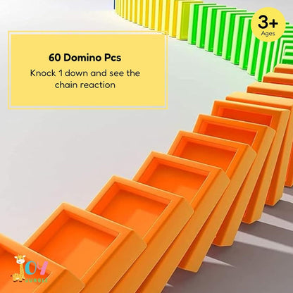 🚂 Domino Block Funny Train with 60 Colorful Dominoes, 3D Lights & Music – Automatic Laying Toy for Kids - BuddyMart